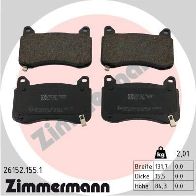 Imagen de ZIMMERMANN 26152.155.1 Juego de pastillas freno con avisador acústico desgaste Foto correspondiente a la entrega TESLA: Model Y