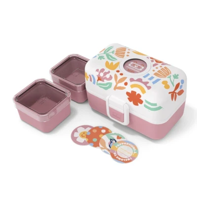 Imagen de monbento Fiambrera Infantil con Compartimentos Tresor graphic Papercut Lonchera para Niños Ideal Escuela/Picnic Sin BPA Personalizada y Segura Lunch Box Rosa Motivo Floral