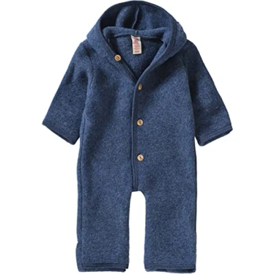 Imagen de Engel Combinaison Polaire avec Capuche, 100% Laine Vierge, Ange Naturel, Taille 50/5686/92, 4 Couleurs Bleu 18 Mois