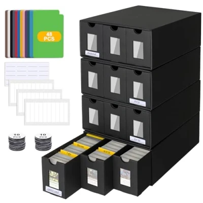 Imagen de BILIPLE Caja de Mazos Commander para MTG, Tarjetas Más 12000 Tarjetas, Cajas Almacenamiento Coleccionables con 48 Divisores, Deck Box Cartas PTCG TCG Deportivas