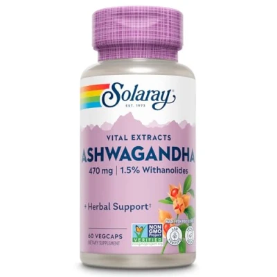 Imagen de SOLARAY® Ashwagandha. 60 VegCaps en Cápsula blanda. Alivio de la ansiedad. Extracto estandarizado raíz Hierba utilizada tradición Ayurveda. Sin gluten. Apto para veganos.