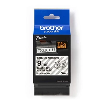 Imagen de Brother TZE S121 Cinta, 9 mm x 8 m, color negro transparente