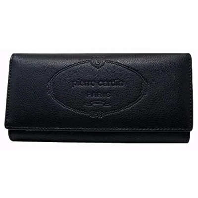 Imagen de Pierre Cardin cartera de mujer, bonita, grande, espaciosa, piel sintética, regalo, con monedero, piel, billetera, para niña, Negro 2, L, Clásico