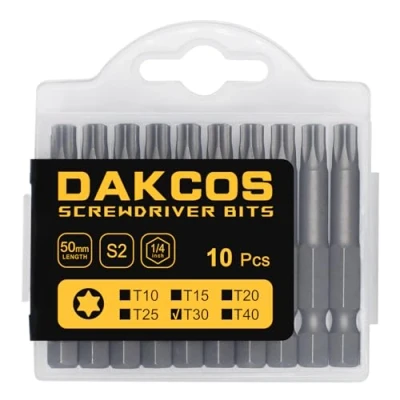 Imagen de DAKCOS Juego de Puntas Destornillador Torx T30 10pc, acero S2, 50mm longitud