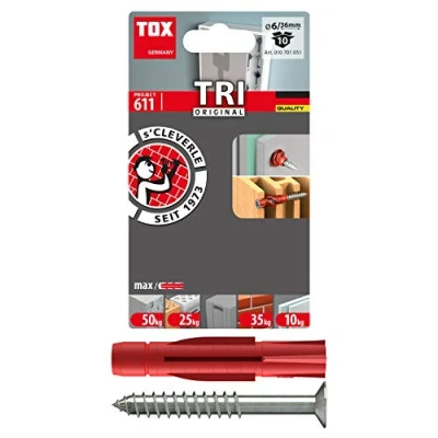 Imagen de TOX Taco universal Tri 6x36 mm + tornillo, 10 piezas, 010701051