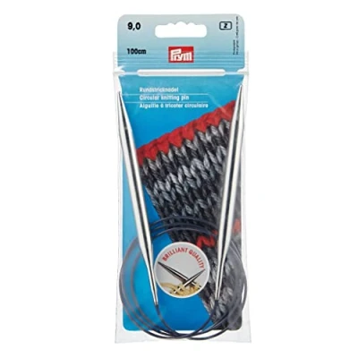 Imagen de Prym KnitPro 212226 Agujas de tejer circulares (latón, 9 mm, 100 cm, mm), color plateado