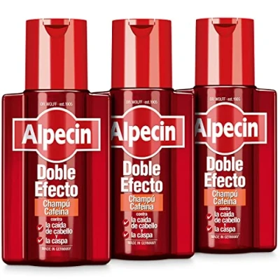 Imagen de Alpecin Double Effect 3x 200 ml Champu anticaida hombre y anticaspa con cafeina tratamiento para la caida del cabello caspa