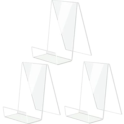 Imagen de Soportes de Acrílico para Libros, 3 Piezas Soporte Libro, Atril Plastico, Transparente Plastico Cartel Teléfonos, Letreros, Folletos, Carteles Menús, Revistas Folletos