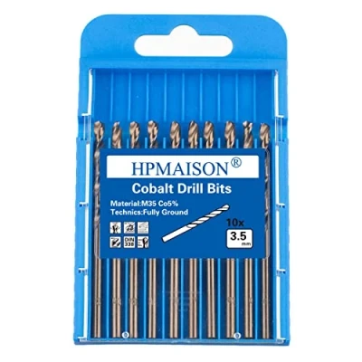 Imagen de HPMAISON 10 Piezas Juego de M35 HSS Brocas Cobalto 3.5mm Broca espiral para Acero Inoxidable, Metal, Cobre, aluminio, Plástico, Madera