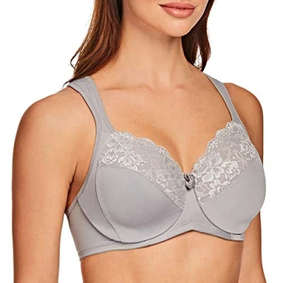 Imagen de MELENECA Sujetador de Copa Completa con Aros Encaje para Mujer Gris 100B