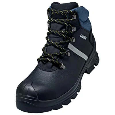 Imagen de Uvex 2 Construction S3 SRC Botas de seguridad con cordones Resistente al agua Ligeras Hombres y Mujeres Cuero Negro, Black, 42 1/3 EU