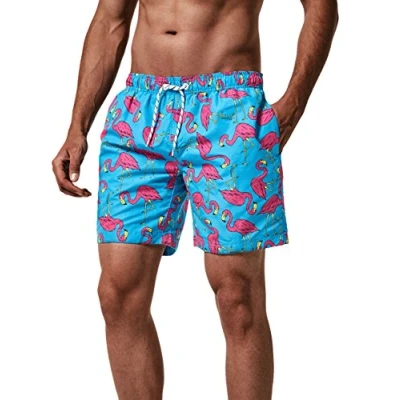 Imagen de MaaMgic Hombre Bañador de Playa Tropical Vacaciones y Viajes en Verano con Bolsillos Azul Flamenco Rosa M