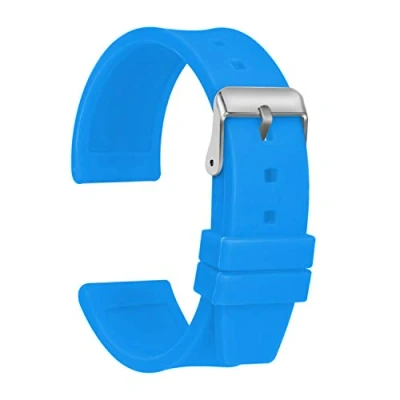 Imagen de ULLCHRO Correa Reloj Calidad Alta Recambios Relojes Caucho Suave Flexible Hombre Mujer 16, 18, 20, 22, 24, 26, 28mm Silicona con Hebilla de Acero Inoxidable (16mm, Azul)