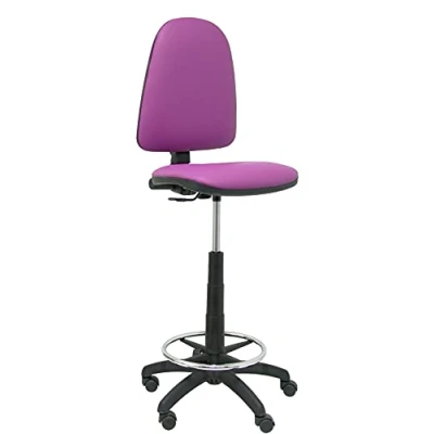 Imagen de Piqueras y Crespo Ayna Taburete ergonómico con Mecanismo de Contacto Permanente, Regulable en Altura aro reposapiés Asiento Respaldo tapizados Tejido símilpiel Color Morado