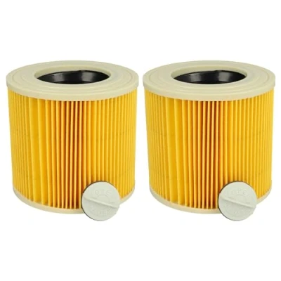 Imagen de vhbw Set de 2x filtros cartucho reemplaza Kärcher 6.414 552.0 para aspiradoras mojado seco, aspiradora multiusos