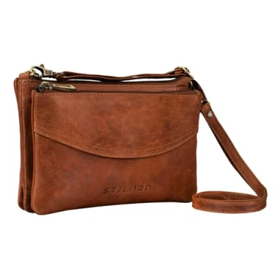 Imagen de STILORD &#039;Merle&#039; 3 en 1 Bolsa de Hombro Bolso Mano Muñeca Cuero Elegante para Mujer Fiesta Salir Tiempo Libre Auténtico Cuero, Color:Porto marrón