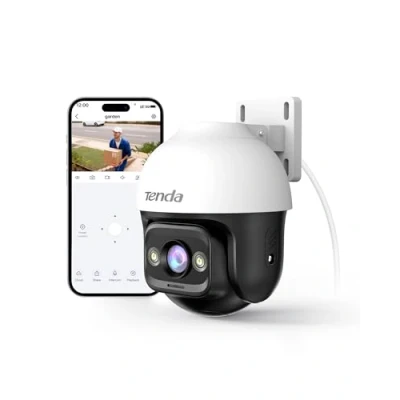 Imagen de Tenda CH3 Camara Vigilancia WiFi Exterior Visión Nocturna 30m, 360 PTZ Cámara IP 1080P, Soporte ONVIF CCTV Camera Vigilancia, Detección Movimiento, Audio Bidireccional, IP66, Compatible con Alexa