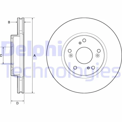 Imagen de DELPHI BG4774C Disco de freno 282 23 5 ventilado revestido sin procesar cojinete rueda, anillo sensor ABS HONDA: Accord 7 Limousine