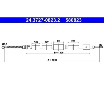 Imagen de ATE 24.3727 0823.2 Cable de Freno Mano 1690 PEUGEOT: 306 Hatchback