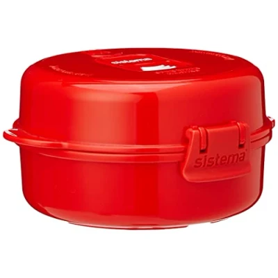 Imagen de Sistema utensilio para cocinar huevos microondas Recipiente alimentos apto 271 ml Sin BPA Rojo