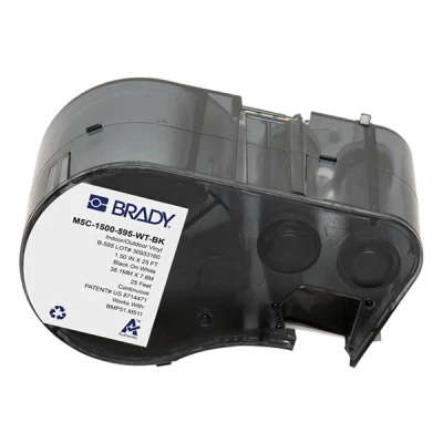Imagen de Brady Cinta de vinilo para impresoras Etiquetas BMP51/BMP53/M511 adhesivas Negro sobre blanco (38,10 mm (an) x 7,62 m (l)) M5C 1500 595 WT BK