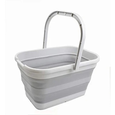 Imagen de SAMMART Cubo práctico rectangular y plegable de 12 L (1, gris)