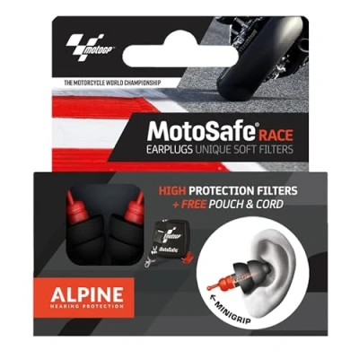 Imagen de Alpine MotoSafe Race Edición para MotoGP Tapones oídos carreras Evita daños auditivos durante la práctica del motociclismo El tráfico sigue siendo audible reutilizables