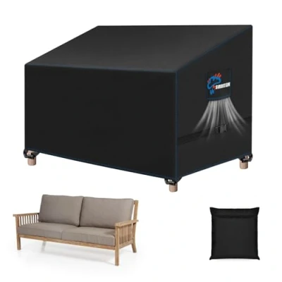 Imagen de SIRUITON Funda Protectora para Banco de 4 Plazas,Fundas Impermeables Sofás Jardín,Cubierta Muebles,a Prueba Viento,y Anti UV,Tela Oxford 420D Transpirable(185x69x65/96 cm)