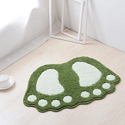 Imagen de ele ELEOPTION Alfombra de baño Antideslizante, Alfombrillas Secado rápido y pies Lindos, Absorbente Agua Suave cómoda Antideslizante para Dormitorio, Cocina, Pasillo, 67x48CM, Verde