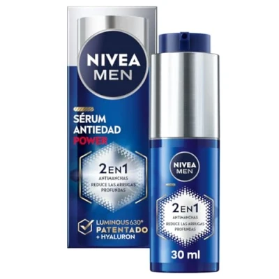 Imagen de NIVEA MEN POWER serum Antiedad 2 en 1 antimanchas y Antiarrugas (1 x 30 ml), facial hidratante con Luminous 630 para hombre, ácido hialurónico