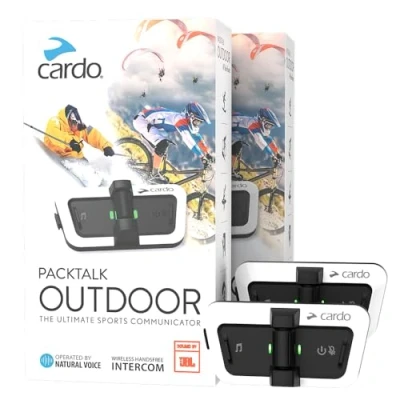 Imagen de Cardo Sistema de comunicación para Casco PACKTALK Outdoor, Ideal esquí, Snowboard y Ciclismo (Blanco, Doble)