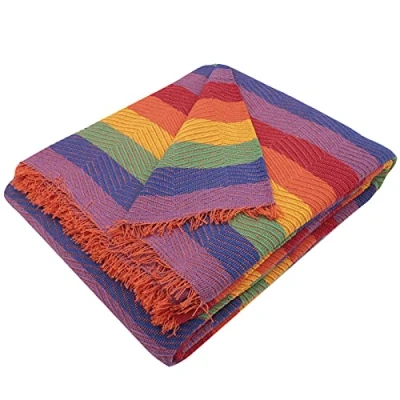 Imagen de MERCURY TEXTIL Colcha Multiusos Sofa,Manta Foulard,Plaid para Cama,Cubresofa Cubrecama,jarapas,Comoda Practica y Suave. Poliester Algodón (230 x 260cm, Espiga Arcoiris)