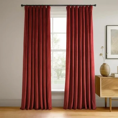 Imagen de HPD Half Price Drapes Signature VPCH 180105 84 Cortinas Opacas de Terciopelo para Dormitorio, 50 x Pulgadas (1 Panel), Color óxido carmesí