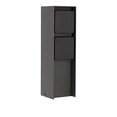 Imagen de LED Universum enchufe exterior &quot;ADAM&quot;, acero inoxidable, antracita, con tapas negras, 2 enchufes, máx. 3680 W, de jardín.