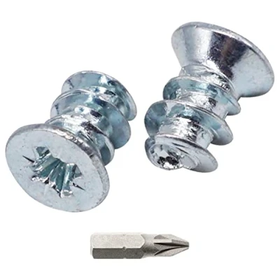 Imagen de SKIR&#039;CO (200 uds.) tornillos europeos cincados de 6,3 x 9,5 mm, para corredera cajón, cabeza avellanada plana, bisagras