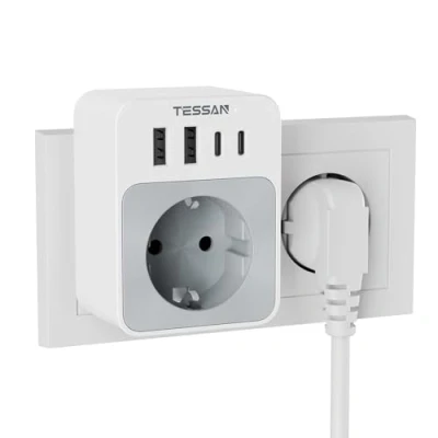 Imagen de TESSAN Enchufe Multiple, Ladron Enchufes USB C 15W Carga Rápida