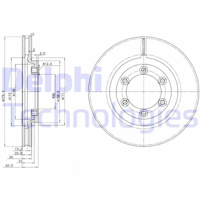 Imagen de DELPHI BG3523 Disco de freno 278 24 6 ventilado aceitado sin procesar cojinete rueda, anillo sensor ABS SSANGYONG: Korando II SUV, Musso SUV