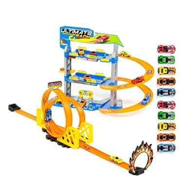 Imagen de MOLTO Parking Infantil de 3 Plantas con Doble Looping y Complementos + 10 Coches Juguete Juguetes Educativos para el Desarrollo Niños A Partir Años
