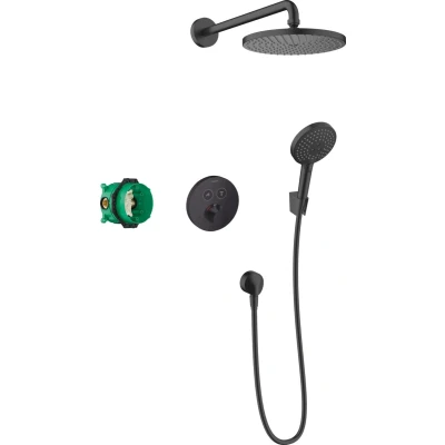 Imagen de hansgrohe Raindance S 240 Set de ducha (7 en 1, sistema con alcachofa, termostato, alcachofa ducha, manguera cuerpo base y soportes), color negro mate