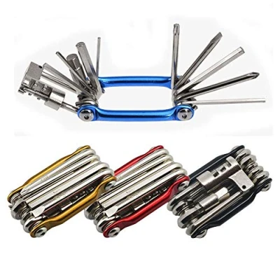 Imagen de Senven® 11 en 1 Multifunción Bicicleta Reparacion Herramientas, Multiusos Bici Mini Plegables Mantenimiento Herramientas Kit Azul