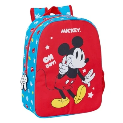 Imagen de Safta MICKEY MOUSE FANTASTIC Mochila Infantil, Adaptable a Carro, Fácil Limpieza, Ideal para Niños de Diferentes Edades, Cómoda y Versátil, Calidad Resistencia, 26x11x34 cm, Color Azul/Rojo