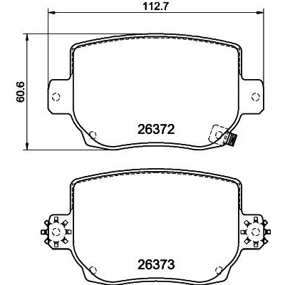 Imagen de HELLA 8DB 355 041 Juego de pastillas freno con avisador acústico desgaste accesorios TESLA: Model Y