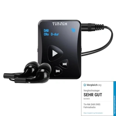 Imagen de Tin Nik DAB 398S Radio Personal portátil Dab/Dab+/FM,Mini de Bolsillo Digital FM RDS con batería Recargable,Pantalla OLED para Hacer Deporte,Correr,Caminar,Marcha rápida o Montar en Bicicleta
