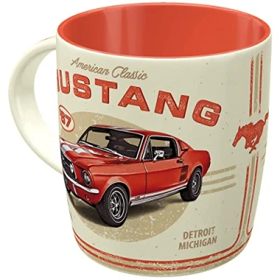 Imagen de Nostalgic Art taza de café retro Ford Mustang GT 1967 idea regalo para los fans accesorios coche, cerámica grande, diseño vintage, 330 ml