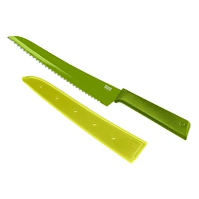 Imagen de KUHN RIKON Colori+ Cuchillo de pan (hoja dentada, protector hoja, antiadherente, acero inoxidable, 32,5 cm), color verde