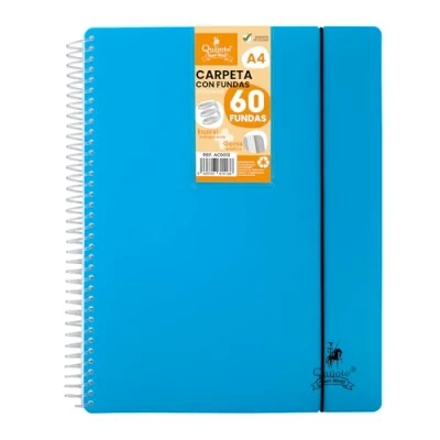 Imagen de Starplast Carpeta Con Fundas Espiral Flexible Organizadores, 60 fundas, Transparentes Lisas, A4, Tapa Plástico Resistente, Uso Escolar, Personal o de Oficina Color Azul.
