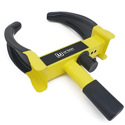 Imagen de URBAN UR920 Cepo Antirrobo Rueda Coche, Más visible, 10 26cm Ajustable, Protección Cerradura Curva Alta Seguridad, Bloqueo Antirobo Inmovilizador Auto Remolque Caravana, Resistente a Rasguños