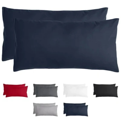Imagen de Komfortec Juego de 2 Fundas Almohada 40 x 80 cm, Microfibra cepillada, con Cremallera, Transpirable y Suave, Color Azul