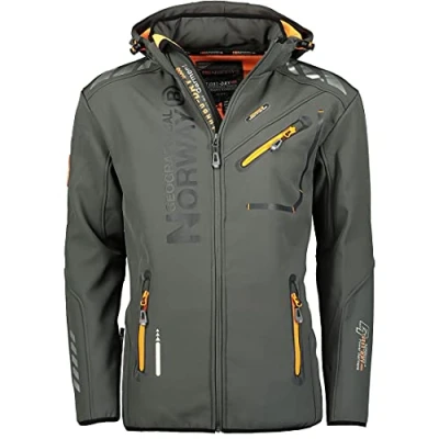 Imagen de Geographical Norway Royaute Men Distribrands Chaqueta Softshell impermeable hombre transpirable capucha exteriores táctica invierno prueba viento (Gris_oscuro_Naranja 3XL)