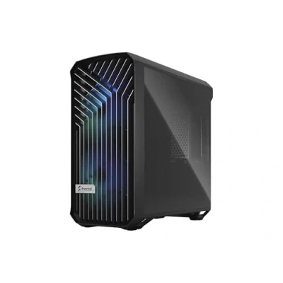 Imagen de Fractal Design Torrent Compact RGB Black Light Tint Tempered Glass Side Panels Open Grille for Maximum Air Intake Two 180mm PWM Fans Included Type C ATX Airflow Mid Tower PC Gaming Case
